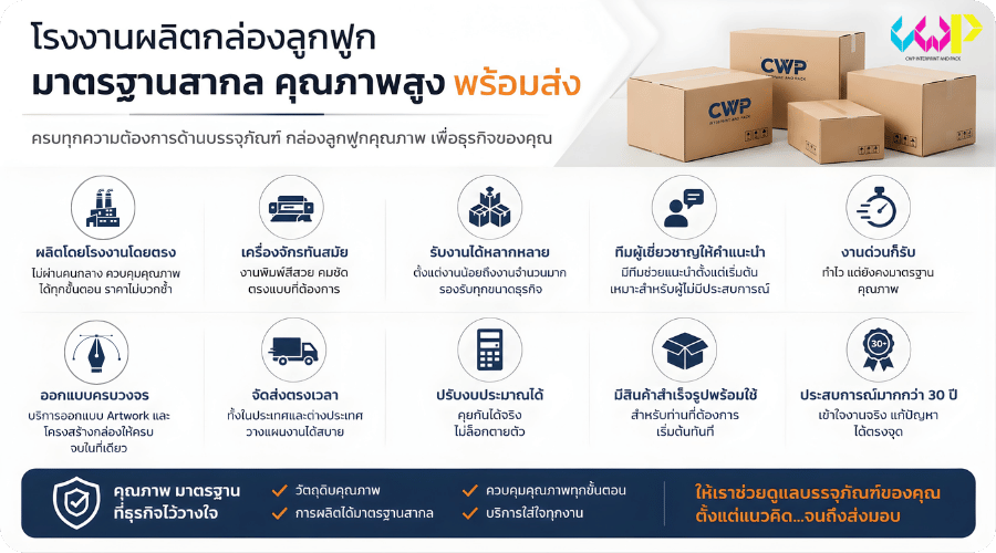 โรงงานผลิตกล่องลูกฟูกมีมาตรฐานสากล